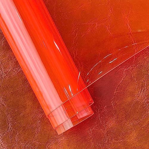 HYANG Tomato Transparent PVC Super Clear Holographic Vinyl Faux Leather Sheets 1 Roll 12" x 47"