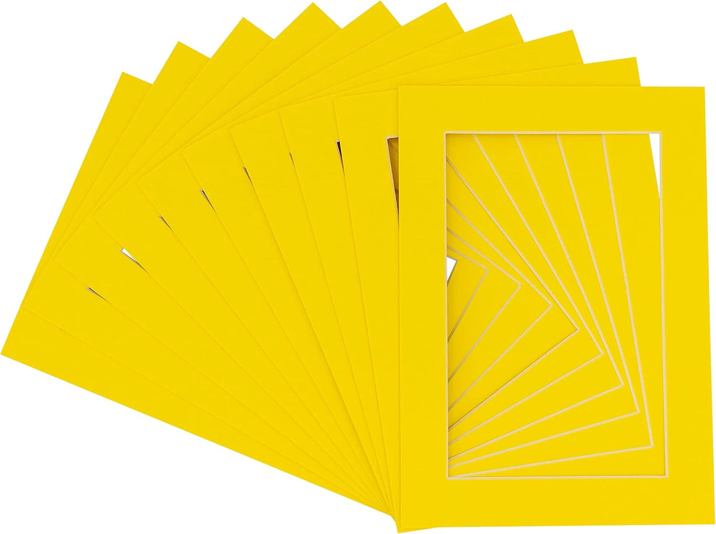 Pack of 25 Acid Free 8x10 Mats Bevel Cut for 5.5x8.5 Photos - Yellow Precut Matboards For Pictures, Photos, Framing - 4-ply Thickness