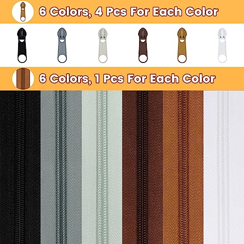 5# Zippers 12 m Nylon Endless Zip Set with Slider and Zip for Sewing and Crafts (12 Count)