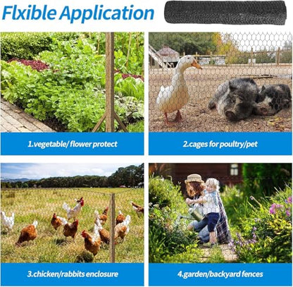 24'' x 50' Black Chicken Wire Fencing
