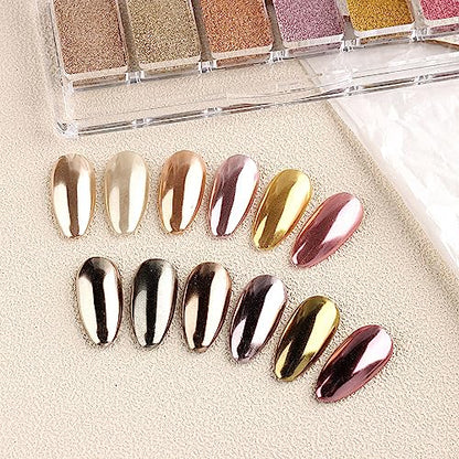 6 Colors Chrome Nail Powder Palette
