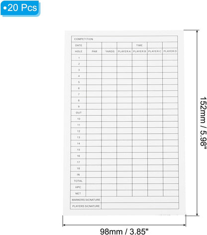 PATIKIL Golf Score Sheet, 20 Sheets 6 x 3.9 Inch Golf Scorecard Record Score Keeper Card for Tracking Score Record Tools Outdoor Golf Club Accessories, White