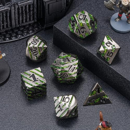 DND Dice Set Dungeons and Dragons Dice d20 Metallic Stripes Dice with Gift Case