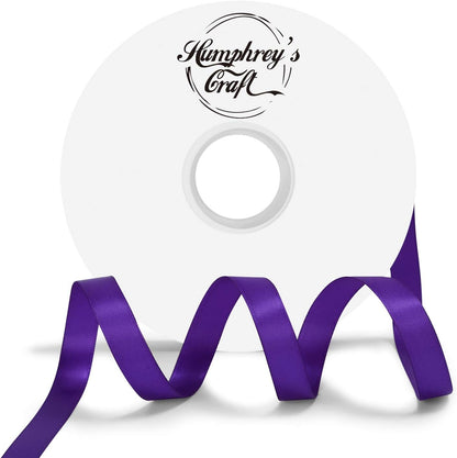Humphrey's Craft 1/2 Inch Purple Double Faced Satin Ribbon - 50 Yards Variety of Color for Crafts Gift Wrapping DIY Bows Bouquet Decoration Sewing Christmas Tree Wedding and Invitation Card. - Crafty Corner