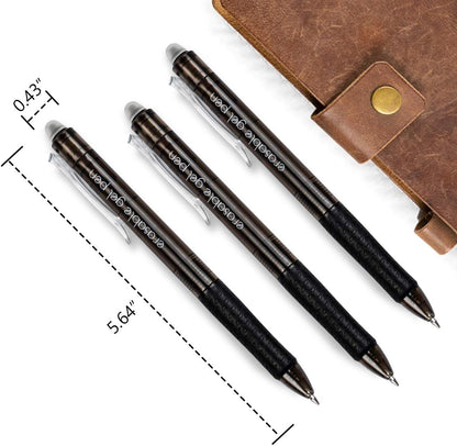 Vanstek 18 Black Retractable Erasable Gel Pens Clicker, Fine Point(0.7), Make Mistakes Disappear, Premium Comfort Grip, Black Ink for Planners, Note Taking and Crossword Puzzles