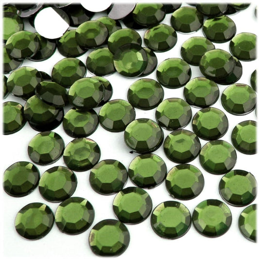 The Crafts Outlet 144pc Rhinestones Round 10mm - Flatback Olive Green EGR - Crafty Corner