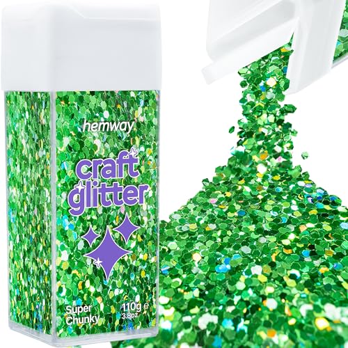 Craft Glitter Shaker Emerald Green Holographic 110g Super Chunky (3.8 Ounce)