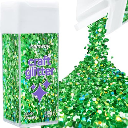 Craft Glitter Shaker Emerald Green Holographic 110g Super Chunky (3.8 Ounce)