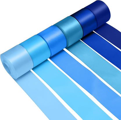 1-1/2 Inch Blue Satin Ribbons for Crafts, 6 Rolls Single-Faced Blue Assorted Ribbons for Gift Wrapping Flower Bouquet Wedding Invitations Bridal Shower Hair Bows Garland Party Decor - Crafty Corner