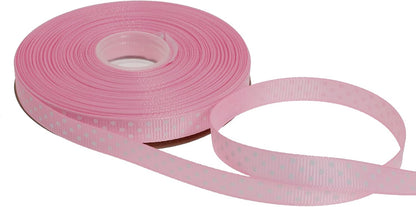 Polka Dot Grosgrain Ribbon 25 Yard Each Roll 100% Polyester (3/8", Pink) - Crafty Corner
