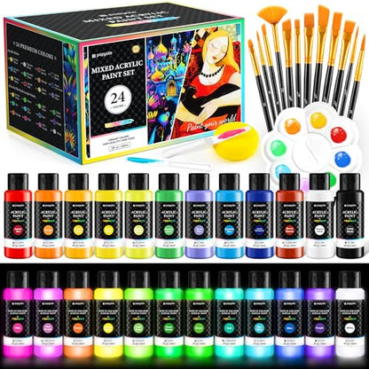 40 PCS Classic & Glow in the Dark Acrylic Paint Set