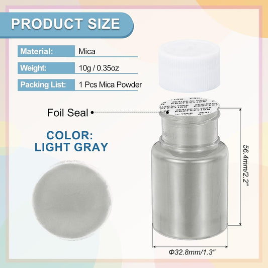 uxcell 10g/0.35oz Cosmetic Grade Mica Powder, 600 Mesh Mica Powder Natural Resin Epoxy Pigment Powders for Casting Resin, Candle Dye, DIY Nail Polish and Lip Gloss, Light Gray