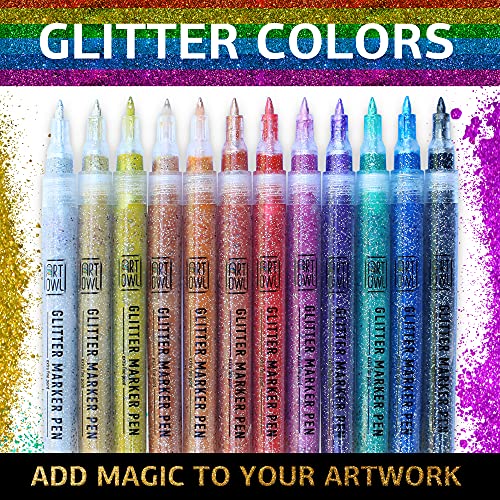 Acrylic Glitter Paint Marker Pens (12 Count)