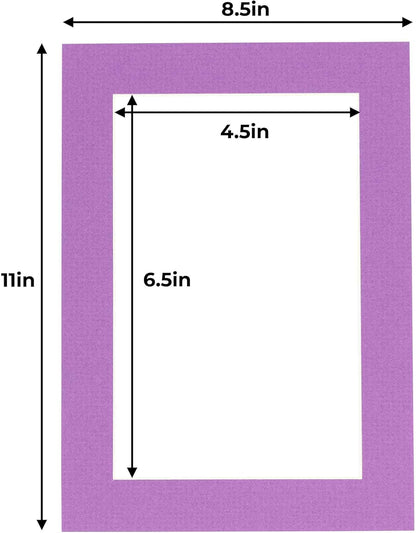 5x7 Mat for 8.5x11 Frame - Precut Mat Board Acid-Free Show Kit with Backing Board, and Clear Bags Dark Purple 5x7 Photo Matte Made to Fit a 8.5x11 Picture Frame Matboard for Framing, Pack of 100 Mats