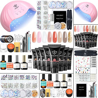 Poly Nail Gel Kit 8 Fall Colors with 48W UV