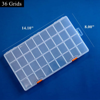 BangQiao 3 Pack 36 Grids Clear Plastic Storage Box with Dividers, Transparent Organizer Container Case for Small Parts, Bead, Button, Jewelry, Diamond, Craft Supplies,Sewing Kit, DIY Accessories