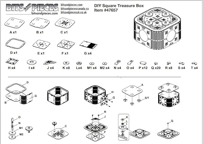 DIY Secret Square Assembly Kit - 6.5" x 5.75" x 4" - Wooden Puzzle Keepsake Box - Secret Compartment Brain Game - Create a Unique Number Combination