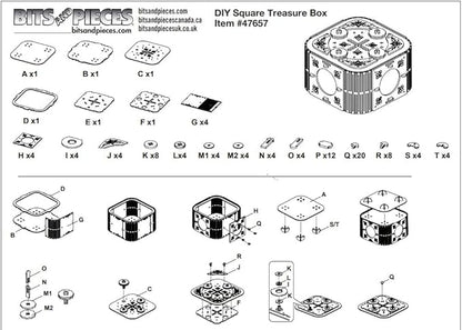 DIY Secret Square Assembly Kit - 6.5" x 5.75" x 4" - Wooden Puzzle Keepsake Box - Secret Compartment Brain Game - Create a Unique Number Combination