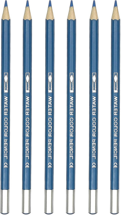 PATIKIL Watercolor Pencil, 6Pcs Water Soluble Pencils for Blending, Coloring, Sketch Drawing, Painting, Blue
