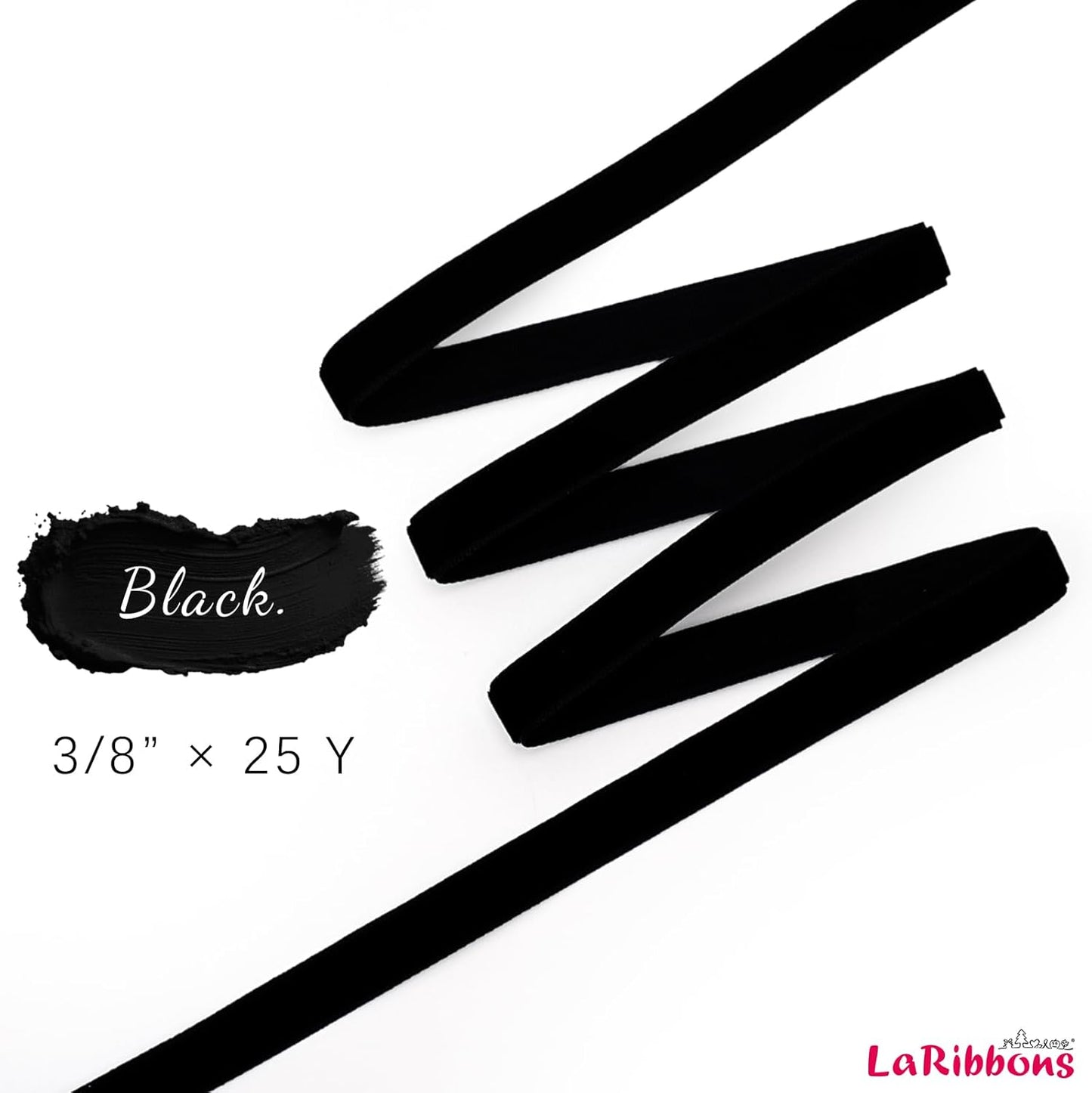 LaRibbons Thin Velvet Ribbon 3/8 Inch x 25 Yards, Black Velvet Ribbon for Christmas Tree, Gift Wrapping, Wreath Bow, Outdoor Decoration - Crafty Corner