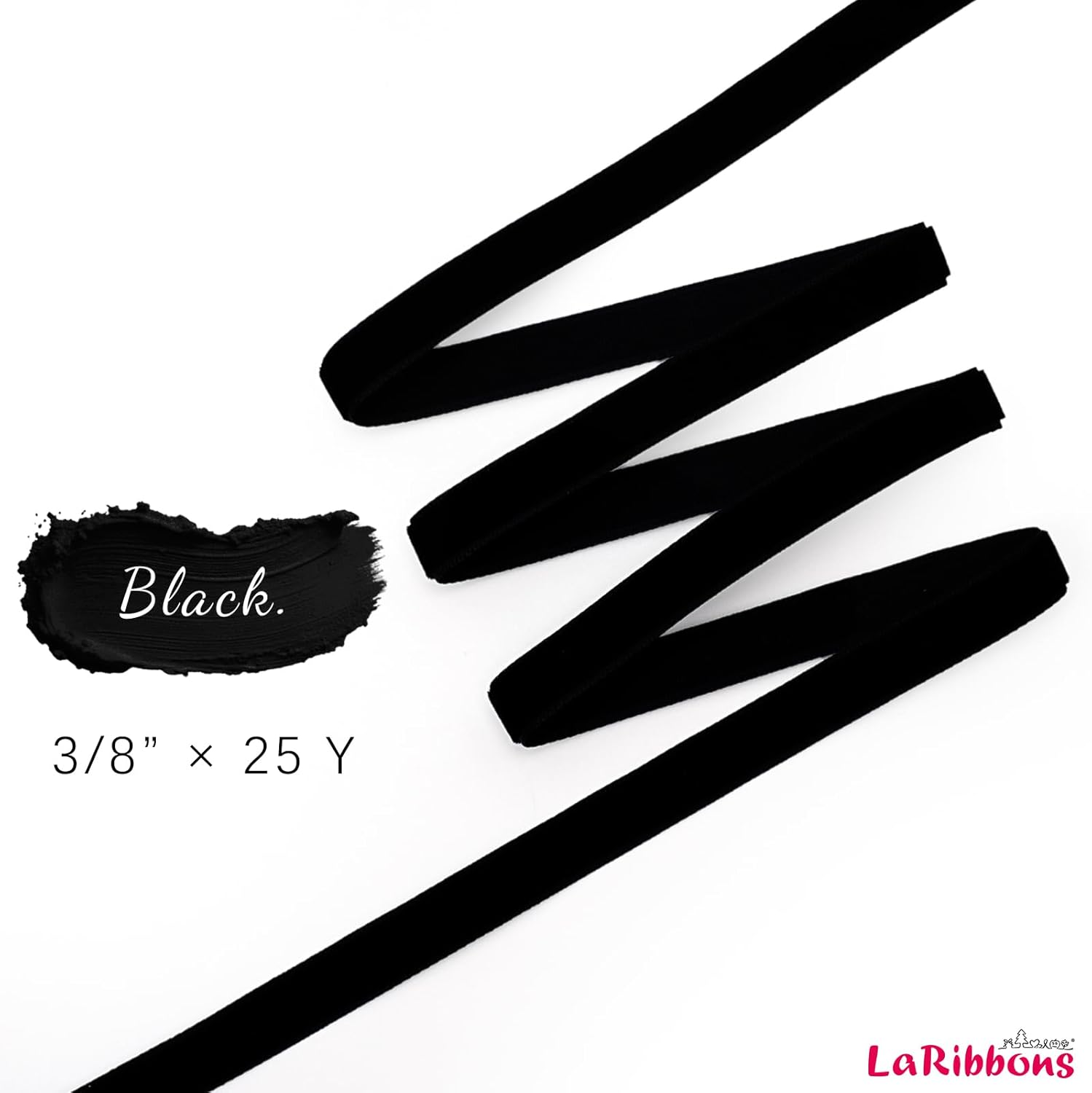 LaRibbons Thin Velvet Ribbon 3/8 Inch x 25 Yards, Black Velvet Ribbon for Christmas Tree, Gift Wrapping, Wreath Bow, Outdoor Decoration - Crafty Corner