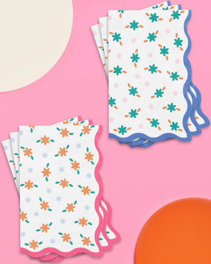 xo, Fetti Italian Summer Wavy Floral Stripe Napkins - 3-ply, 24 pcs | Bachelorette Party Decorations, Last Toast Coast, Birthday Party Supplies, Flower Baby Shower, Stripe Wavy Cocktail Decor