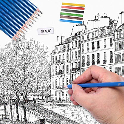 48 Piece Sketching & Drawing Kit for Adults & Beginner Artists