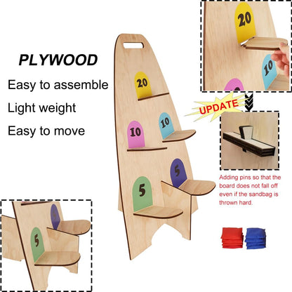 NI-ROU Vertical Cornhole Game with 8pcs Bags Wood Bean Bag Toss Games for Kids and Adults Outdoor & Indoor Use