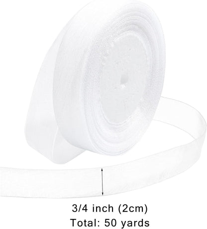 Ribbon for Gift Wrapping 3/4 inch White Sheer Organza Ribbon for Flower Bouquet Tulle Thin Chiffon Ribbons for Wedding Invitations Christmas Halloween Presents Decorations Crafts 50 Yards - Crafty Corner