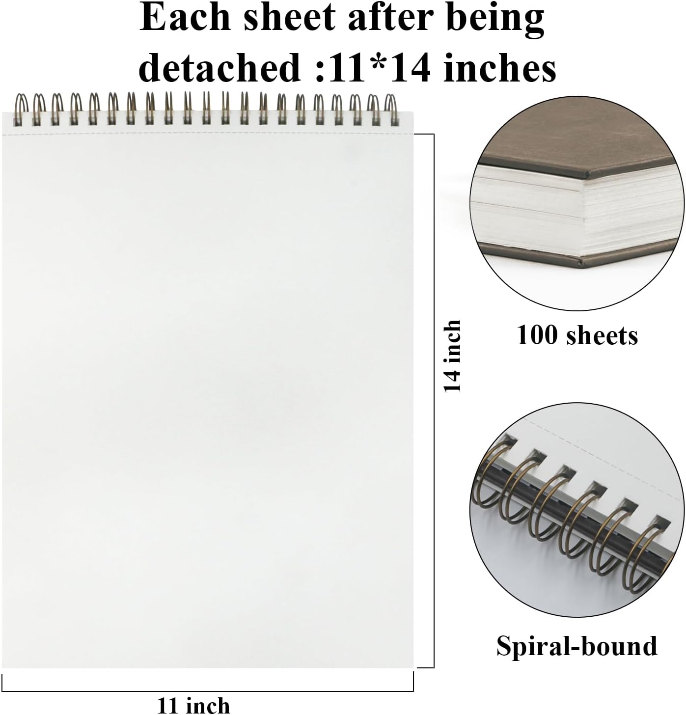 Sketch Book 11 x 14”, 100 Sheets Top Spiral Sketchbook, 68lb /100gsm Drawing Paper Pad, Sketch Pads for Drawing for Adults, Large Sketchbook. - Crafty Corner