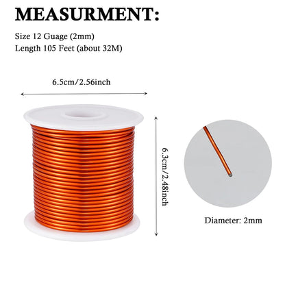 12 Gauge Orange Aluminum Craft Wire (105FT) - Anodized for Jewelry Making, Beading Floral, Plant Gardening, Sculpting & Modeling Craft Wire (Orange #12, 2mm) - Crafty Corner