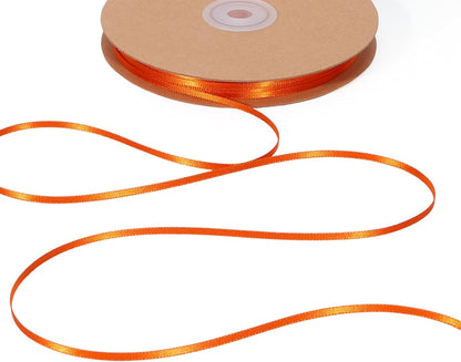 LaRibbons Orange Satin Ribbon 1/8 Inch 100 Yards Thin Luxury Double Faced Russet Orange Silk Ribbon for Flower Bouquet Crafts Gift Wrapping Wedding Fall Decoration - Crafty Corner