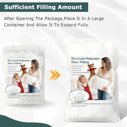 Welacer 15lbs Polyfill Stuffing, Polyester Pillow Stuffing Machine Washable, Premium White Fiberfill Soft and Comfortable for Crochet Animals, Pet Beds, Cloud Ceiling Projects