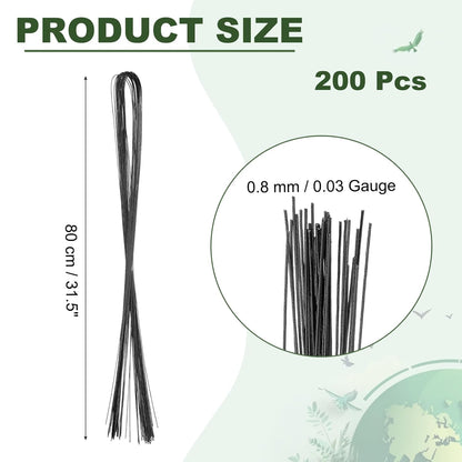 PATIKIL 32 Inch 22 Gauge Floral Stem Wire, 5 Pack/200 Pieces Bouquet Stem Paper Wrapped for DIY Crafts Flower Arrangements, Black
