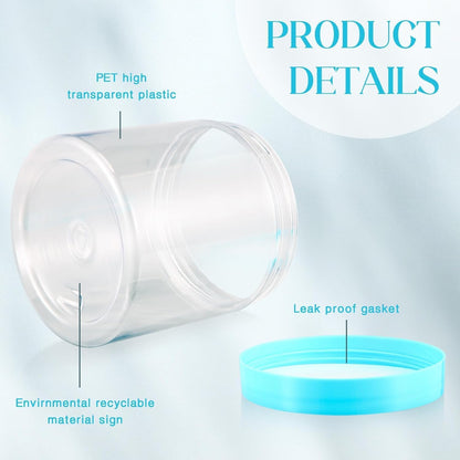 SATINIOR 12 Pack 16 oz Plastic Container Jars with Lids Round Clear Travel Cosmetic Container Slime Jars for Toiletries, Lotion, Cream, Ointments, Makeup, Rhinestone, Samples, Kitchen Storage(Blue)