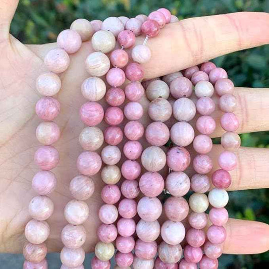 120pcs Adabele Natural Pink Rhodonite Healing Gemstone 6mm (0.24 inch) Round Loose Beads Gem Stone Spacer for Craft Jewelry Making GF9-6