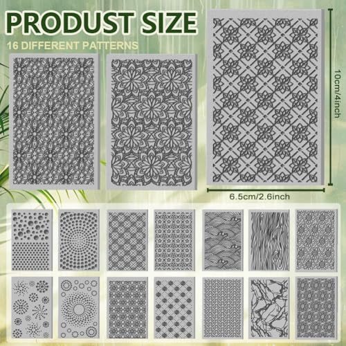 16 Sheets Abstract Floral Clay Texture Mat Seamless Flower Pattern Polymer Clay Texture Sheets DIY Tools for Pottery Earring Jewelry Making Stamp Engraving Machines