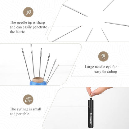Dmrueia 60 Pcs Large Eye Embroidery Needles, 6 Sizes Hand Sewing Needles, Quilting Needles with Aluminum Tube, Sharp Needles for Art Crafts.