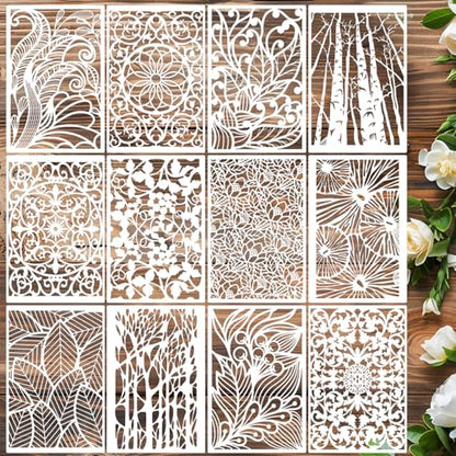 Stencils for Crafts Reusable Art Stencils for Painting Floral Stencil (9 Count)