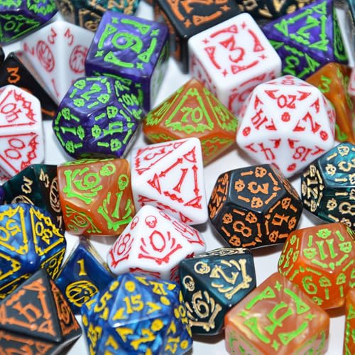 Double Colors Polyhedral Dice Sets with Pouches for D&D DND RPG MTG Dungeon and Dragons Table Board Roll Playing Games D4 D6 D8 D10 D% D12 D20