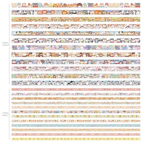 24 Rolls Colorful Cute Cartoon Animal Writable Washi Tape Set (24 Count)