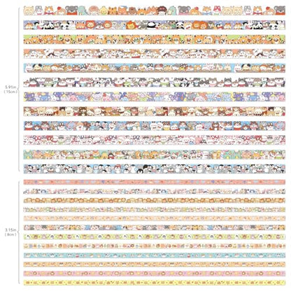 24 Rolls Colorful Cute Cartoon Animal Writable Washi Tape Set (24 Count)