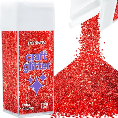 Craft Glitter Shaker Red 110g Extra Chunky (3.8 Ounce)