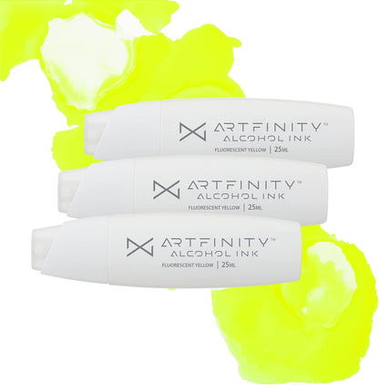 Alcohol Inks 3 Pack - Vibrant, Professional, Dye-Based Alcohol Inks for Artfinity Alcohol Markers, Artists, Drawing, & More! - Fluorescent Yellow FY1