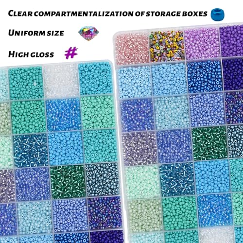 11200pcs Glass Seed Beads for DIY Crafting Bracelet Necklace Embroidery Jewelry Making Supplies (11200 Count)