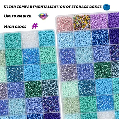 11200pcs Glass Seed Beads for DIY Crafting Bracelet Necklace Embroidery Jewelry Making Supplies (11200 Count)