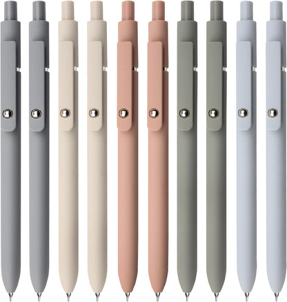 Gel Pens, 10Pcs 0.5mm Black Ink Pens Fine Point Smooth Writing Pens, High-End Series Retractable Pens for Journaling Note Taking, Cute Office School Supplies Gifts for Women (10 Pcs Morandi)