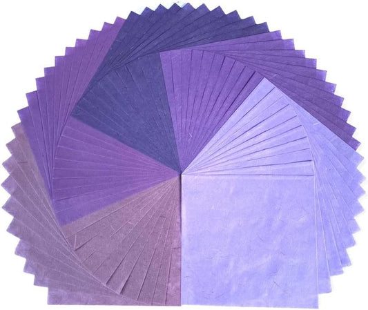 50 Sheets 6 x 6 Inches Natural Fiber Mulberry paper Sheets Square Origami Paper Arts Folding Craft, Decoration Paper, Square Folding Paper for DIY Crafts (Lavender Tone, 6x6 Inch) - Crafty Corner