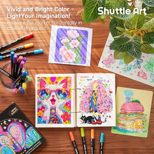25 Colors Dual Tip Acrylic Paint Markers (25 Count)