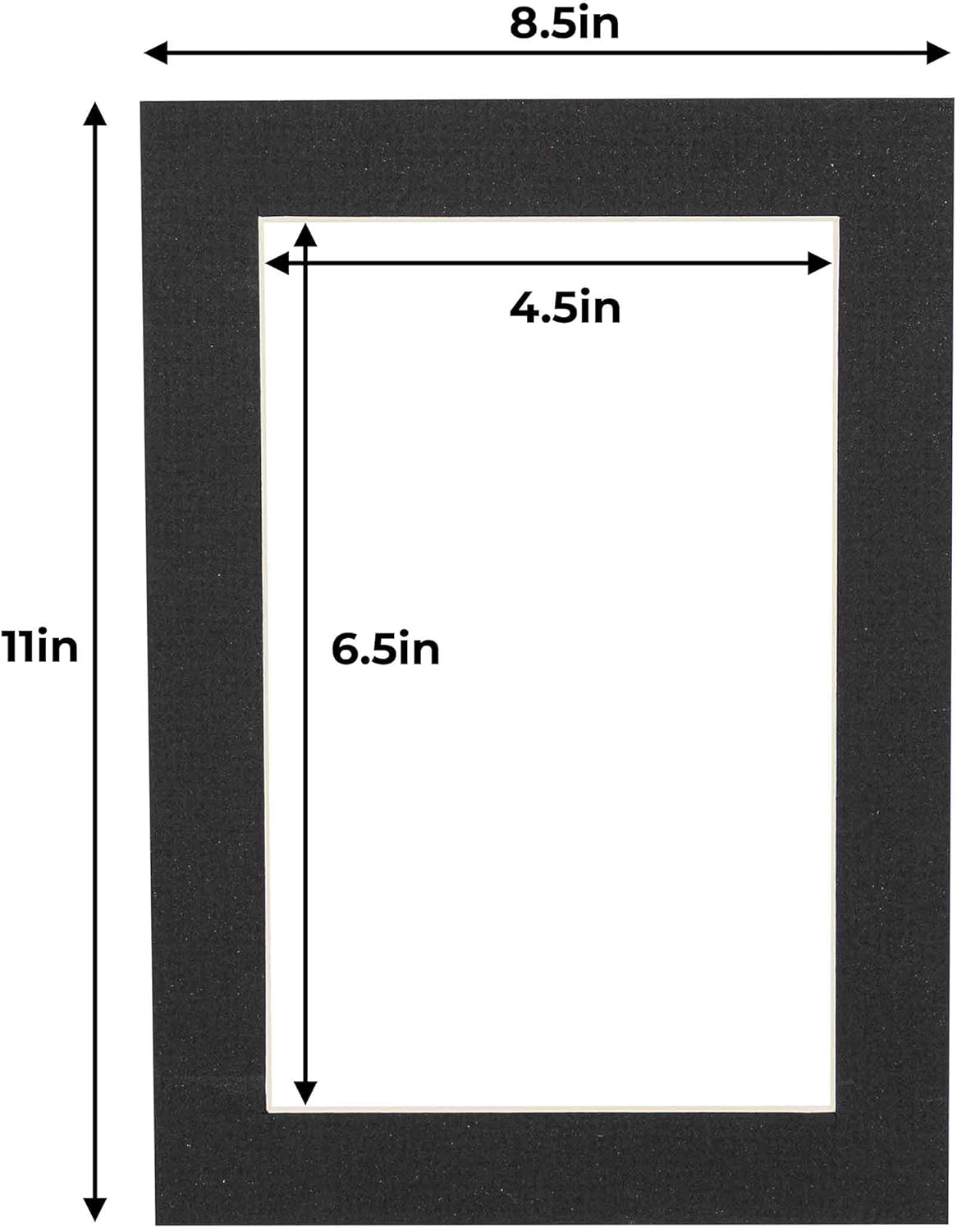 5x7 Mat for 8.5x11 Frame - Precut Mat Board Acid-Free Show Kit with Backing Board, and Clear Bags Textured Black 5x7 Photo Matte For a 8.5x11 Picture Frame Matboard for Framing, Pack of 10 Mats